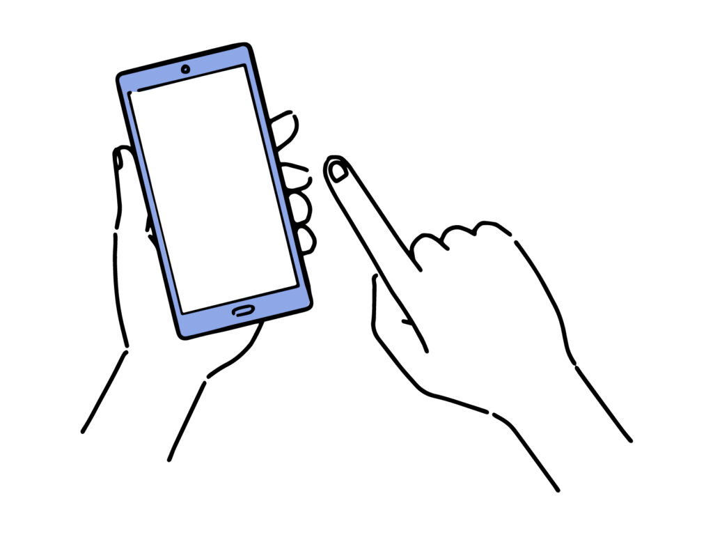 スマートフォンを操作してお問い合わせ・ご相談をする様子を示すアイコン