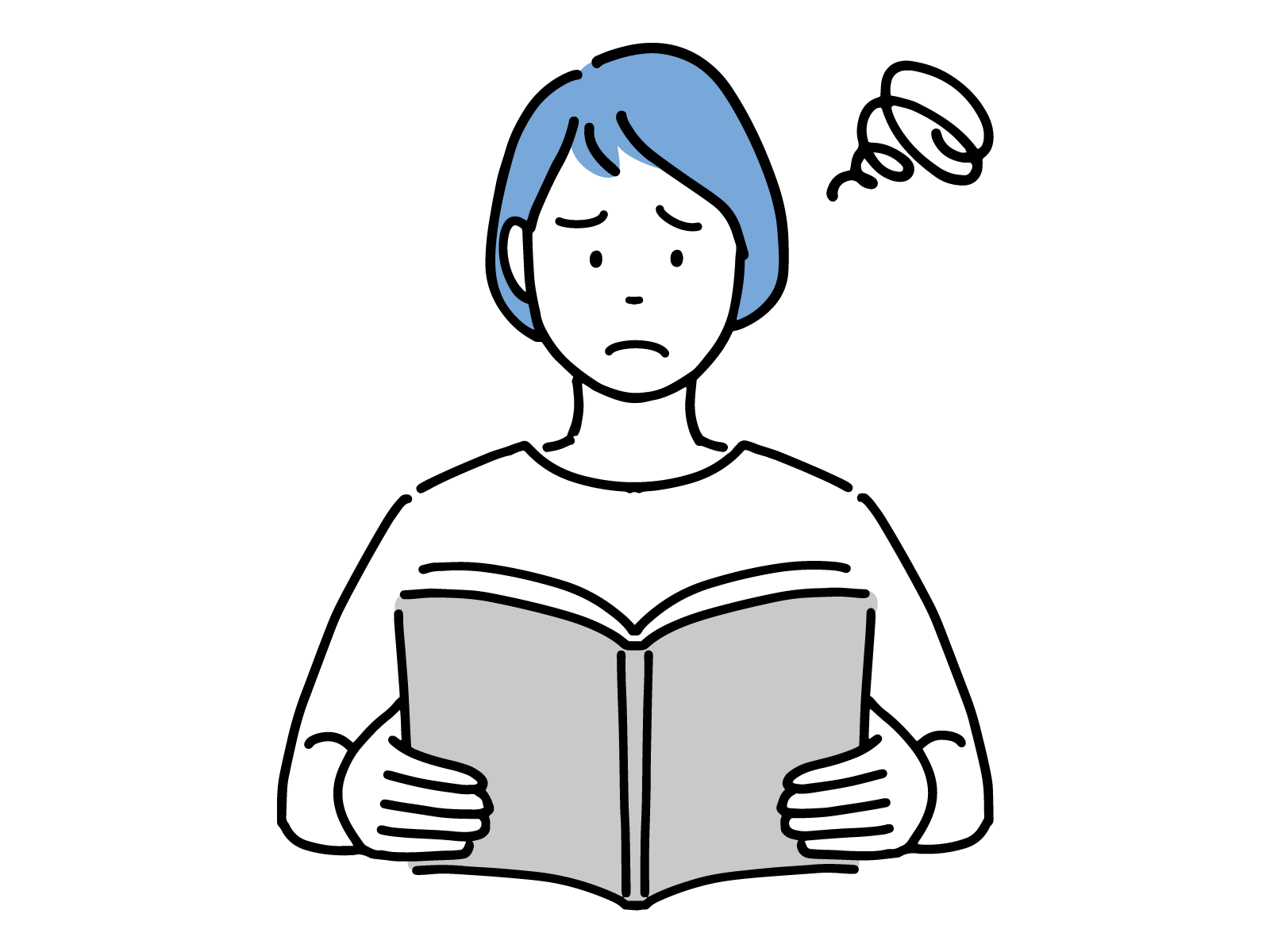 法律知識がなく不安を感じる若い女性のイラスト