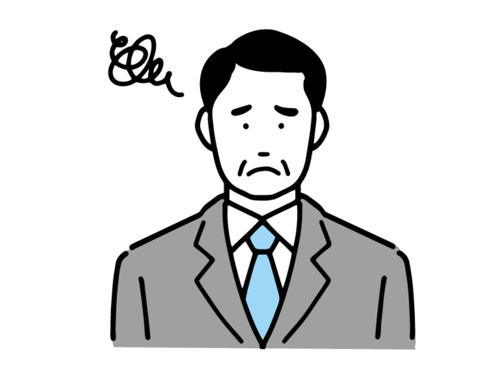 土日祝日の対応を希望する中年男性のイラスト